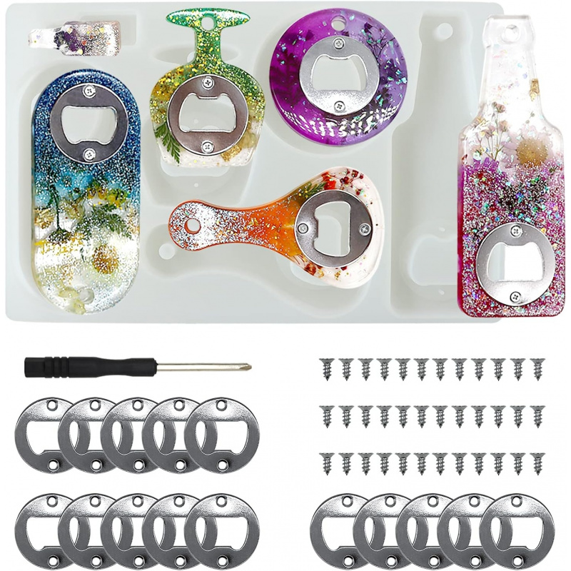 Bottle opener resin mold、Beer  - Silicone Epoxy Resin Molds Set ulasan dan harga