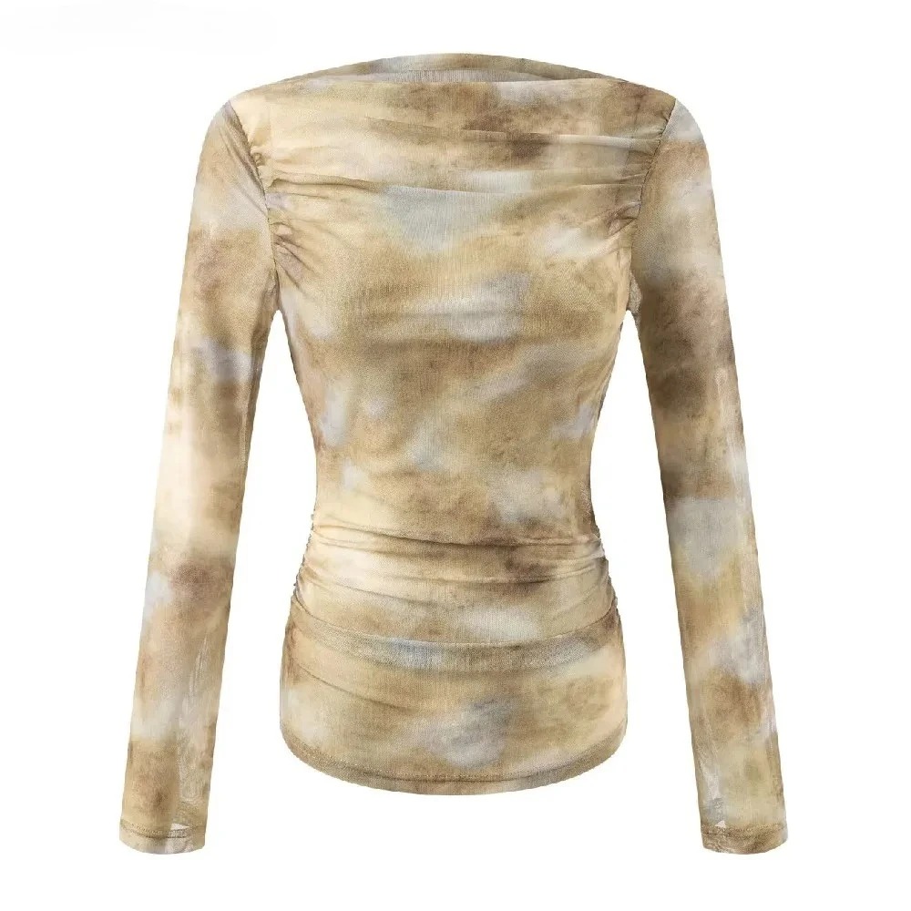 2025 Sexy Tie-Dye Print Ruched - Embroidery ulasan dan harga