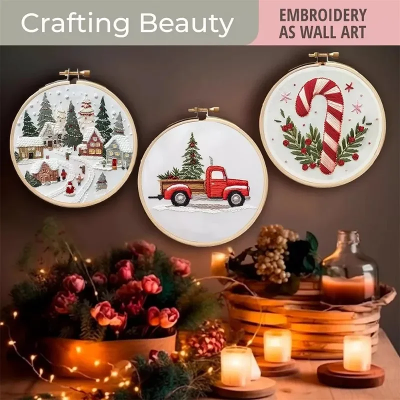 Hand Embroidery Starter Kit DI - Cross Stitch Stamped Kits Beginners ulasan dan harga