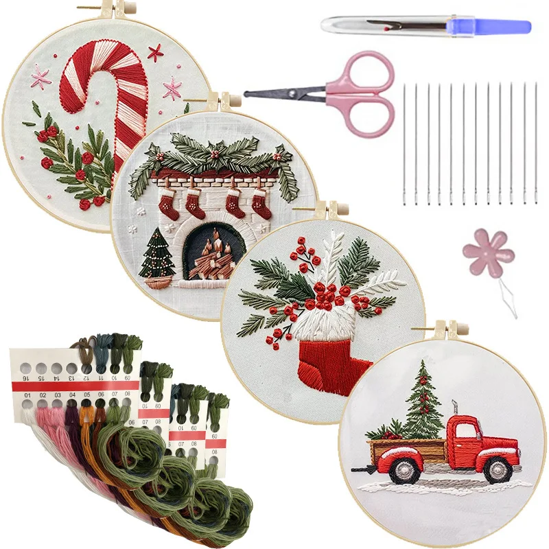 Hand Embroidery Starter Kit DI - Cross Stitch Stamped Kits Beginners ulasan dan harga