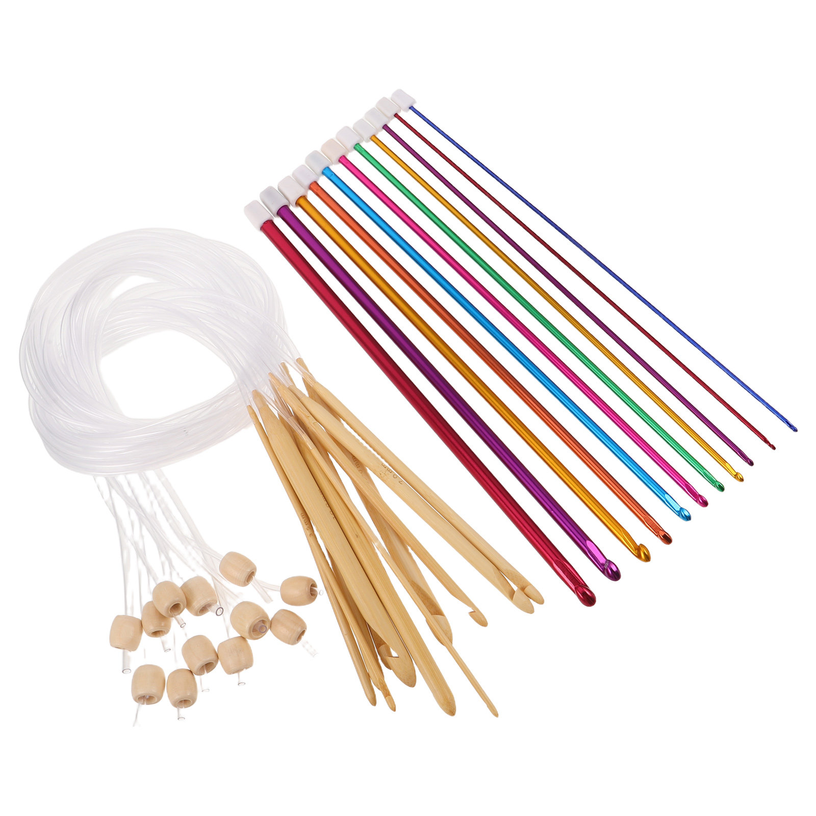 1Set Vibrant Color Crochet Hoo - Wooden Crochet Hooks Ergonomic Handle ulasan dan harga