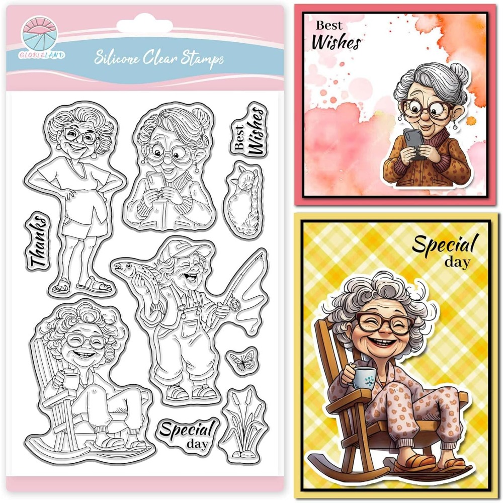 Smiling Old Lady Clear Stamps  - Clear Silicone Stamps For Card Making ulasan dan harga