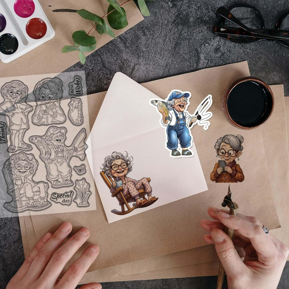 Smiling Old Lady Clear Stamps  - Clear Silicone Stamps For Card Making ulasan dan harga
