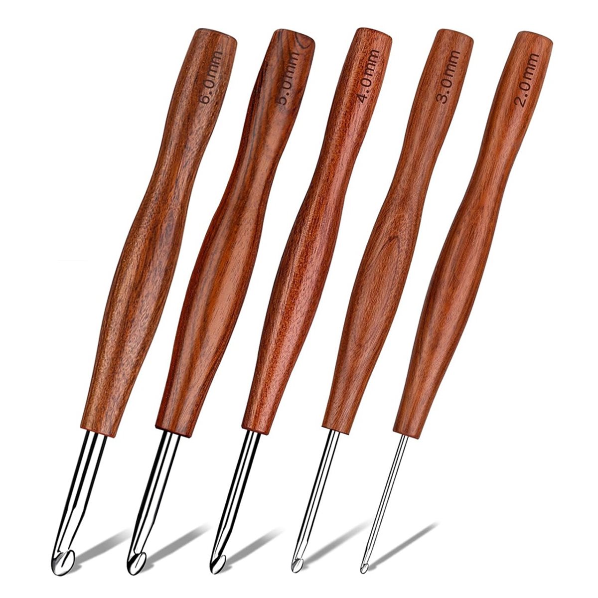 NOCM 5 Pcs Crochet Hook, 5 Siz - Wooden Crochet Hooks Ergonomic Handle ulasan dan harga
