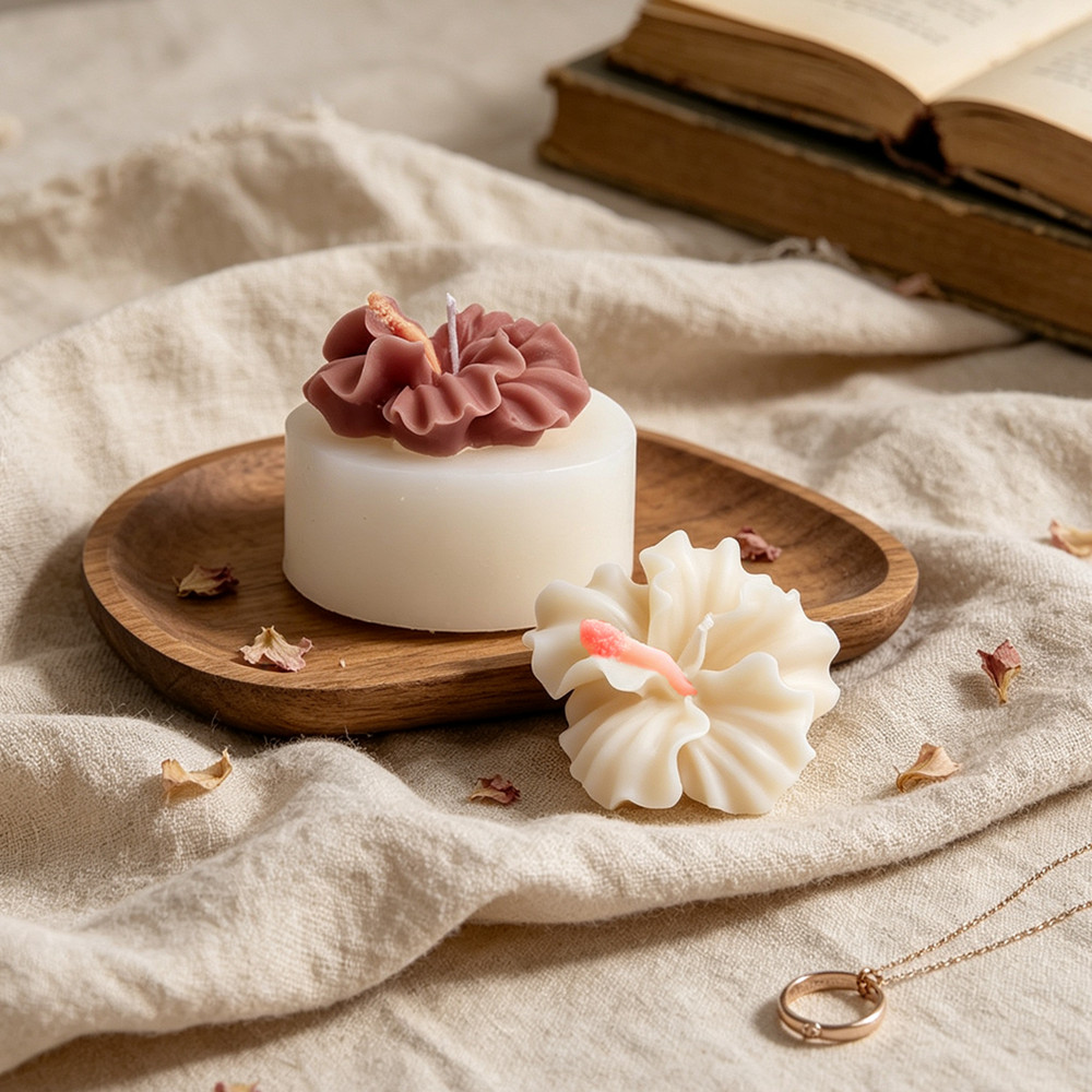2pcs Hibiscus Flower Candle Mo - Silicone Epoxy Resin Molds Set ulasan dan harga