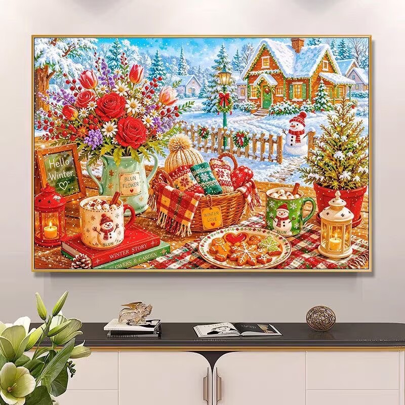 9CT 14ct Winter Printed Kits C - Cotton Embroidery Thread Skeins ulasan dan harga
